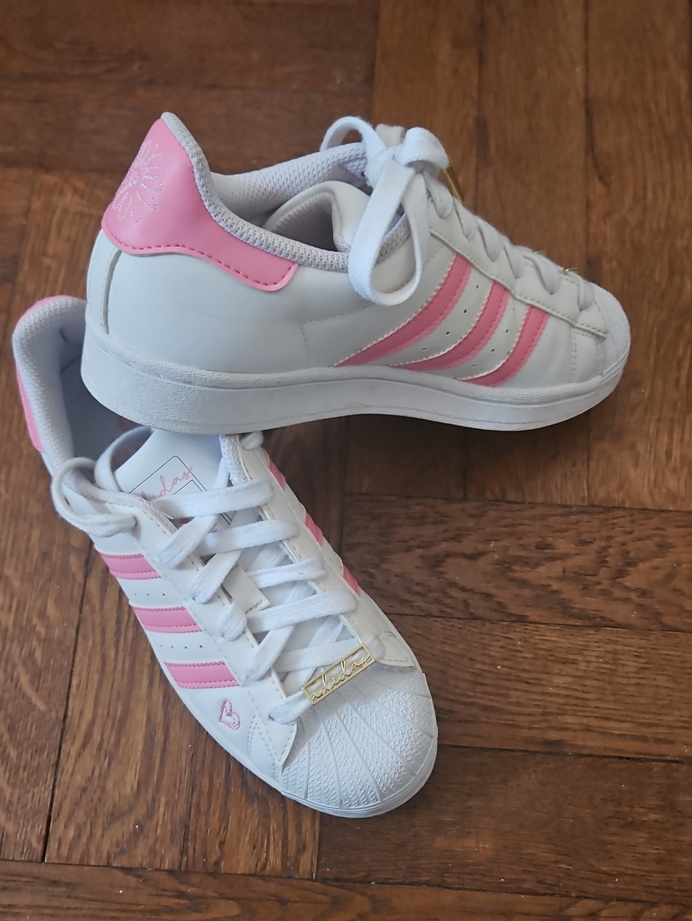 Girls Adidas Pink And White Sneakers Size 4